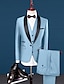 cheap Tuxedo Suits-Pink Royal Blue Sky Blue Men&#039;s Prom Suits Wedding Prom Tuxedos 3 Piece Shawl Collar Solid Color Standard Fit Single Breasted One-button 2024