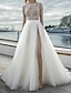 cheap Wedding Dresses-Beach Simple Wedding Dresses A-Line Separates Separates Court Train Tulle Bridal Skirts Bridal Gowns With Split Front Solid Color 2024