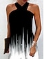 cheap Print Dresses-Women&#039;s Color Block Print Halter Neck Mini Dress Sexy Daily Date Sleeveless Summer Spring