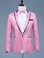 cheap Blazer&amp;Jacket-Men&#039;s Sequin 70s Disco Retro Party Blazer Jacket with Bow Tie Regular Tailored Fit Solid Color Single Breasted One-button Black Silver Pink Red Blue Purple Gold 2024
