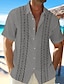 cheap Cotton Linen Shirt-Men&#039;s Cotton Linen Shirt Casual Shirt Summer Shirt Beach Shirt White Blue Khaki Short Sleeve Graphic Prints Lapel Spring &amp; Summer Hawaiian Holiday Clothing Apparel Print