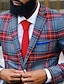 Недорогие Блейзер и куртка-Мужской клетчатый повседневный пиджак больших размеров, классический крой, однобортный клетчатый пиджак с двумя пуговицами, красный 2024