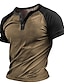 abordables T-shirts décontractés pour hommes-Homme T shirt Tee Chemise Henley Shirt chemise fraîche Bloc de couleur Henley Plein Air Vacances Manches courtes Patchwork Vêtement Tenue Design basique Moderne contemporain
