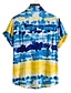 tanie męskie letnie koszule hawajskie-Męskie Koszula hawajska Zapinana na guziki koszula Letnia koszula Codzienna koszula Koszula plażowa Niebieski Krótki rękaw Tie barwione Kołnierzyk koszuli Na zewnątrz Wyjściowe Nadruk Odzież Moda