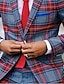 preiswerte Blazer &amp; Jacke-Karierte Freizeit-Blazerjacke für Herren in Übergröße, normale Passform, kariert, einreihig, zwei Knöpfe, Rot, 2024