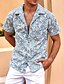 cheap Men&#039;s Casual Shirts-Men&#039;s Summer Hawaiian Shirt Light Pink Black Light Green Red Royal Blue Short Sleeves Floral Plants Turndown Outdoor Street Button-Down Clothing Apparel Cotton Fashion Casual Soft Breathable