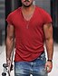 お買い得  メンズカジュアルTシャツ-男性用 Tシャツ ティートップ 平織り Ｖネック ストリート バケーション 半袖 衣類 デザイナー ベーシック 現代コンテンポラリー