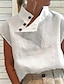 ieftine Bluze simple pentru femei-Pentru femei Cămașă Bluză Cămașă cu gât Simplu Buton Casual Elegant Modă De Bază Manșon scurt Guler în picioare Alb