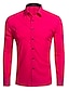 お買い得  メンズドレスシャツ-Men&#039;s Dress Shirt Button Up Shirt Collared Shirt Hot Pink Black White Long Sleeve Plain Collar Spring Fall Wedding Work Clothing Apparel