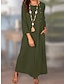 cheap Design Cotton &amp; Linen Dresses-Women&#039;s Casual Dress Cotton Summer Dress Maxi Dress Linen Button Pocket Classic Casual Daily Vacation Crew Neck Long Sleeve Summer Spring Fall ArmyGreen Navy Blue Pure Color