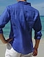 abordables camisas casuales de los hombres-Hombre camisa de lino Camisa de verano Camisa de playa Cuello Vuelto Primavera verano Manga Larga Negro Blanco Azul Oscuro Plano Festivos Vacaciones Ropa