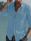 preiswerte Freizeithemden für Herren-Herren leinenhemd Hemd Feste Farbe Kragen Umlegekragen Weiß Rosa Marineblau Blau Braun Casual Täglich Langarm Button-Down Bekleidung Modisch Täglich Leicht Schick &amp; Modern