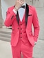 billige Tuxedo dragter-pink kongeblå himmelblå til mænd galladragter bryllupsfest prom smoking 3-delt sjalkrave ensfarvet standard pasform enkeltradet en-knap 2024