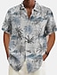 baratos Camisa havaiana masculina-Homens Camisa casual camisa de verão camisa de praia Camisa havaiana Branco Verde cáqui Manga Curta Coqueiro Lapela Primavera Verão Havaiana Feriado Roupa Imprimir