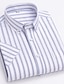 cheap Men&#039;s Dress Shirts-Men&#039;s Shirt Dress Shirt Oxford Shirt Light Blue White Blue Short Sleeve Striped Turndown Spring &amp;  Fall Wedding Office &amp; Career Clothing Apparel Print