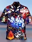preiswerte Lagerhemden für Herren-Herren Hemd Hawaiihemd Sommerhemd Grafik-Drucke Bowlingkugel Umlegekragen Gelb Schwarz / Rot Rote Blau Grün Strasse Casual Kurze Ärmel Bedruckt Button-Down Bekleidung Tropisch Modisch Hawaiianisch