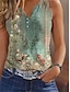 cheap Tank Tops &amp; Camis-Women&#039;s Tank Top Floral Button Print Casual Holiday Basic Short Sleeve V Neck White