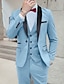 זול חליפות טוקסידו-ורוד כחול רויאל שמיים כחול חליפות נשף גברים מסיבת חתונה טוקסידו לנשף 3 חלקים צווארון צעיף צבע אחיד בהתאמה סטנדרטית עם כפתור אחד עם חזה אחד 2024