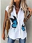 cheap Women&#039;s Blouses &amp; Shirts-Women&#039;s Shirt Blouse Butterfly Casual Weekend Button Print Black Short Sleeve Basic Shirt Collar