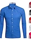billige Skjorter til mænd-Herre Jakkesætsskjorter Button Up skjorte Skjorte med krave Hot Pink Sort Hvid Langærmet Vanlig Krave Forår Efterår Bryllup Arbejde Tøj