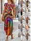 Χαμηλού Κόστους Print Φορέματα-Γυναικεία Καθημερινό φόρεμα Φλοράλ Γραφική Στάμπα Στρογγυλή Ψηλή Λαιμόκοψη Μακρύ φόρεμα Κλασσικό Καθημερινά Διακοπές Κοντομάνικο Καλοκαίρι Άνοιξη