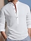 voordelige heren overhemd met knopen-Voor heren Overhemd Normaal shirt Henley-shirt Zwart Wit Marineblauw khaki Leger Groen Lange mouw Effen Opstaande boord Straat Vakantie Standaard Kleding Modieus Vrije tijd Hawaii