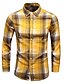 cheap Men&#039;s Casual Shirts-Men&#039;s Shirt Casual Shirt Plaid / Check Classic Collar Yellow Red Casual Daily Long Sleeve Clothing Apparel Simple Casual
