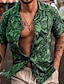 cheap Men&#039;s Aloha Shirts-Men&#039;s Shirt Summer Hawaiian Shirt Button Up Shirt Summer Shirt Casual Shirt Blue Green Dark Grey Short Sleeve Graphic Prints Flower / Plants Camp Collar Street Daily Print Clothing Apparel Fashion