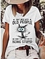 billige T-skjorter til kvinner-Dame T skjorte Katt Bokstaver Tekst Daglig Helg Trykt mønster Hvit Kortermet Grunnleggende Rund hals