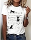 お買い得  レディースＴシャツ-女性用 Tシャツ 猫 音楽 日常 週末 プリント カスタムプリント 半袖 ベーシック ラウンドネック