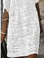 Χαμηλού Κόστους σχέδιο βαμβακερά &amp; λινά φορέματα-Γυναικεία Φόρεμα από βαμβακερό λινό Φόρεμα ριχτό Μίντι φόρεμα Δαντέλα αντίθεσης Κεντητό Κομψό Καθημερινά Στρογγυλή Ψηλή Λαιμόκοψη Μισό μανίκι Καλοκαίρι Άνοιξη Λευκό