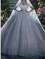 cheap Wedding Dresses-Engagement Sparkle &amp; Shine Formal Wedding Dresses Ball Gown Off Shoulder Cap Sleeve Chapel Train Sequined Bridal Gowns With Solid Color 2024