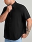 Χαμηλού Κόστους Ανδρικά πουκάμισα casual σε Plus Size-Ανδρικά Πουκάμισο Πουκάμισο με κουμπιά Σκέτο Απορρίπτω Μαύρο Μεγάλα Μεγέθη ΕΞΩΤΕΡΙΚΟΥ ΧΩΡΟΥ Διακοπές Κοντομάνικο Ρούχα Μοντέρνο Στυλ Μονόχρωμο Ρετρό / Βίντατζ