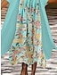 cheap Print Dress Sets-Women&#039;s Two Piece Dress Set Casual Dress Chiffon Dress Print Dress Outdoor Daily Fashion Casual Print Maxi Dress Crew Neck 3/4 Length Sleeve Floral Loose Fit Pink Blue Summer Spring S M L XL XXL