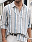 economico camicia da uomo con bottoni-Per uomo Camicia Camicia con bottoni Maglietta informale Rosa Blu Manica lunga A strisce Bavero Strada Da mare Stampa Abbigliamento Di tendenza Comodo Hawaiano
