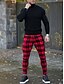 abordables Chinos-Homme Pantalon Chino Pantalon chino Pantalon habillé à carreaux Poche Plaid Confort Respirable Extérieur du quotidien Sortie Mélange de Coton Mode Vêtement de rue Blanche Rouge