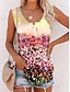 cheap Printed Tank Top-Women&#039;s Tank Top Yellow Pink Blue Floral Button Print Sleeveless Casual Weekend Basic Round Neck Regular Floral S