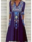 cheap Print Dresses-Women&#039;s Casual Dress Ethnic Dress Shift Dress Midi Dress Black Half Sleeve Floral Pocket Fall Spring Summer V Neck Vintage Birthday Daily Date 2023 S M L XL XXL 3XL