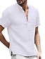 Χαμηλού Κόστους Βαμβακερό Λινό Πουκάμισο-Ανδρικά λινό πουκάμισο Καλοκαιρινό πουκάμισο Πουκάμισο παραλίας Μαύρο Λευκό Ανθισμένο Ροζ Κοντομάνικο Σκέτο Γιακάς Καθημερινά Αθλήματα Αναψυχής Ρούχα