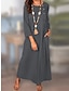 cheap Design Cotton &amp; Linen Dresses-Women&#039;s Casual Dress Cotton Summer Dress Maxi Dress Linen Button Pocket Classic Casual Daily Vacation Crew Neck Long Sleeve Summer Spring Fall ArmyGreen Navy Blue Pure Color