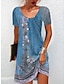 abordables Robes à motifs-Femme Floral Imprimer Col Ras du Cou Mini robe Ethnique du quotidien Manche Courte Eté Printemps