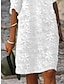 cheap Plain Dresses-Women&#039;s Casual Dress Cotton Linen Dress Shift Dress Midi Dress Embroidered Print Daily Vacation V Neck Half Sleeve Summer Spring White Flower
