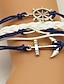 levne Jedinečné náramky-Kožené náramky Pletené zabalení Móda Pletený Módní Roztomilý Kožené Náramek šperky Vodní modrá Pro Denní Dovolená