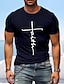 cheap Men&#039;s Graphic T Shirt-Men&#039;s T shirt Tee Graphic Tee Casual Style Classic Style Cool Shirt Graphic Prints Cross Faith Crew Neck Hot Stamping Street Vacation Short Sleeves Green Round Neck Faith Over Fear