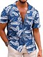 abordables chemises décontractées pour hommes-Homme Chemise hawaïenne Rose Claire Noir Vert Claire Rouge Bleu Roi Manches courtes Floral Plantes Col rabattu Extérieur Plein Air Bouton bas Vêtement Tenue Coton Mode Décontractées Flexible