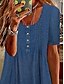 cheap Plain Dresses-Women&#039;s Denim Dress Casual Dress Midi Dress Denim Basic Modern Outdoor Daily Crew Neck Button Short Sleeve Summer Spring 2023 Loose Fit Blue Plain S M L XL 2XL