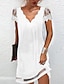 cheap Super Sale-Women&#039;s Casual Dress Shift Dress Mini Dress Black White Pure Color Short Sleeve Summer Spring Lace Basic Scalloped Neck Vacation 2023 S M L XL XXL XXXL