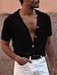 abordables pull cardigan pour hommes-chemise à col camp pour hommes chemise à col cubain gris manches courtes vêtements rabattables