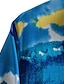 voordelige Hawaiiaanse zomerhemden voor heren-Voor heren Hawaiiaans overhemd Overhemd met knopen Zomer overhemd Normaal shirt Strand hemd blauw Korte mouw tie geverfd Overhemdkraag Buiten Uitgaan Afdrukken Kleding Streetwear Stijlvol Casual