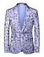 cheap Blazer&amp;Jacket-Men&#039;s Party Sparkle Elegant Blazer Jacket Regular Tailored Fit Regular Fit Print Single Breasted One-button Yellow Pink Blue Ginger Purple Fuchsia 2024